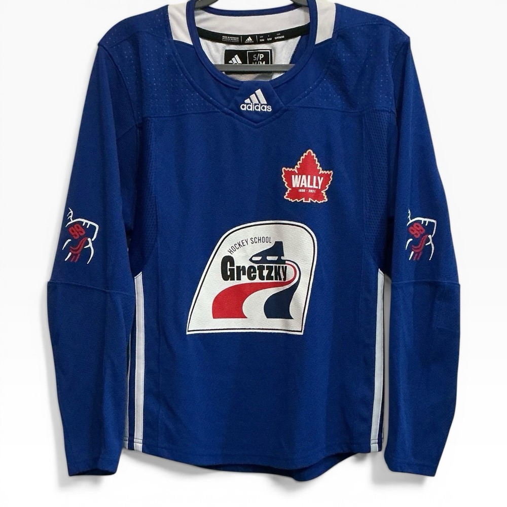 Rare Adidas Gretzky Hockey School Jersey Wally Patch #99 Blue‎ S Rare
